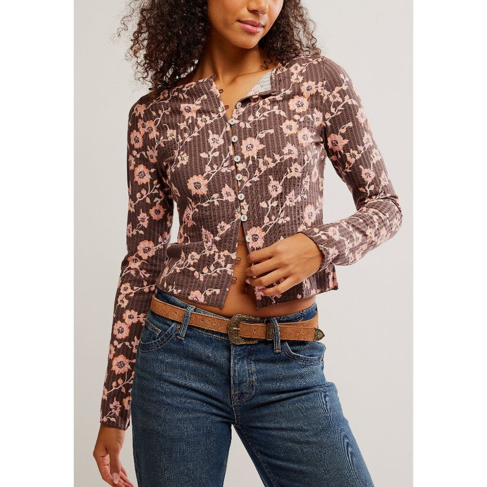 🆕 FREE PEOPLE Tilly Printed Long Sleeve / French Chocolate Combo